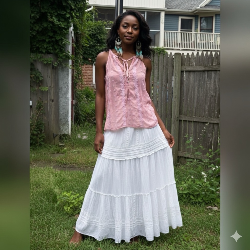 Philosophy Pink Lace-Front Sleeveless Top